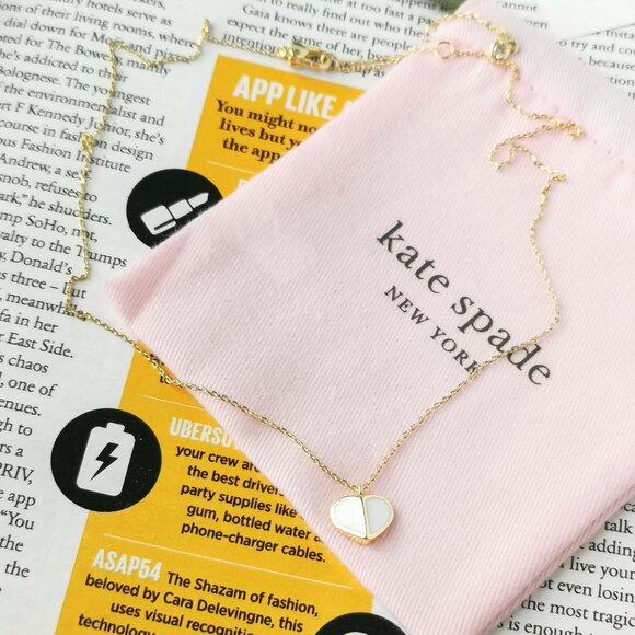 Kate Spade heritage spade heart necklace white - Picture 2 of 3